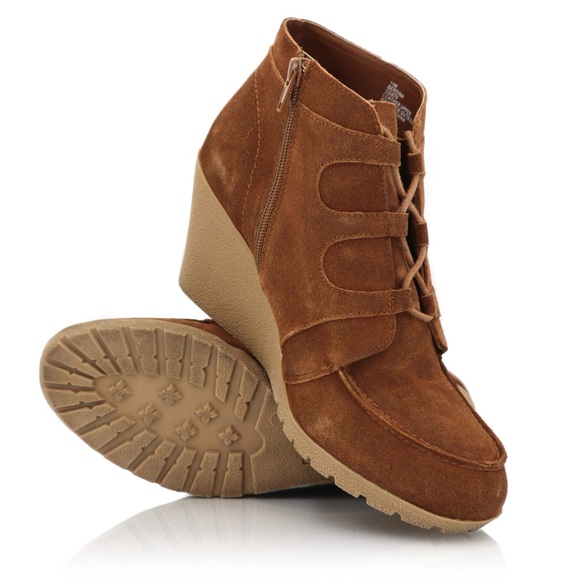 MIA Berdina Brown Suede Lace-Up Wedge Ankle Booties Women’s Size 11M Boho Casual - Picture 8 of 10